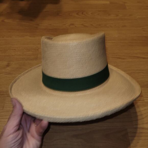 Vntg Mens Palm Leaf Hat Handcrafted Woven From Palm Leaves Maya Quiche Indians - Picture 2 of 7